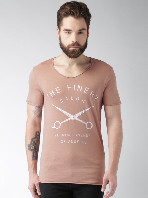 

SELECTED Men Brown Printed T-shirt