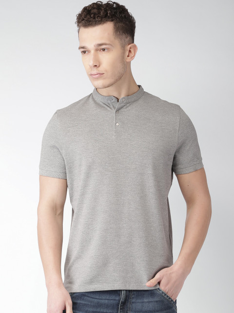 

SELECTED Men Grey Solid T-shirt