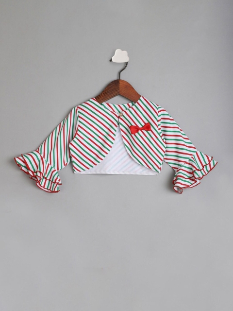 

The Magic Wand Girls Red & White Striped Button Shrug