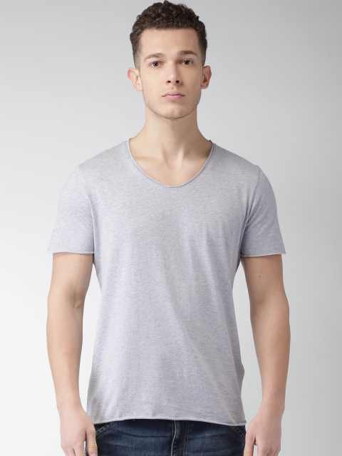 

SELECTED Men Grey Melange Solid T-shirt