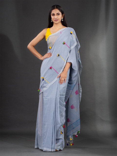 

Charukriti Blue & Pink Woven Design Pure Cotton Saree