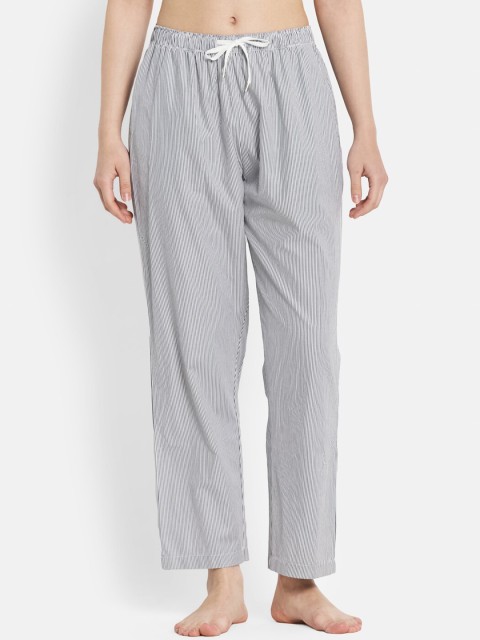 

METTLE Women Black Striped Lounge Pants