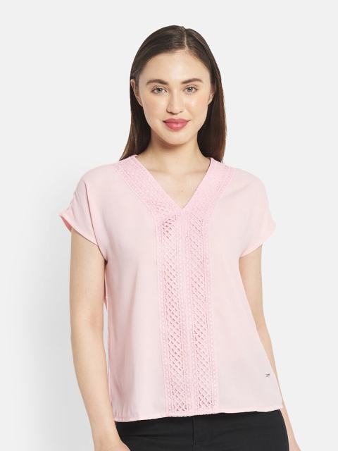 

METTLE Women Pink Self Design Top