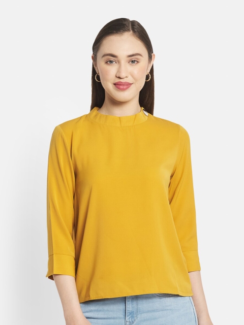 

METTLE Women Yellow Solid Top