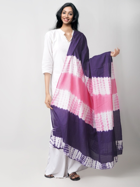 

Unnati Silks Purple & White Dyed Pure Cotton Tie and Dye Dupatta