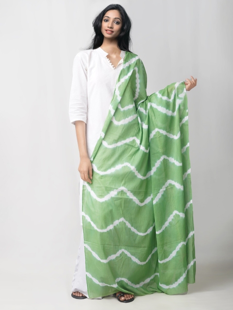 

Unnati Silks Green & White Dyed Pure Cotton Tie and Dye Dupatta