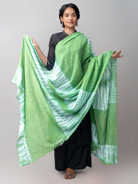 

Unnati Silks Green & White Dyed Pure Cotton Tie and Dye Dupatta