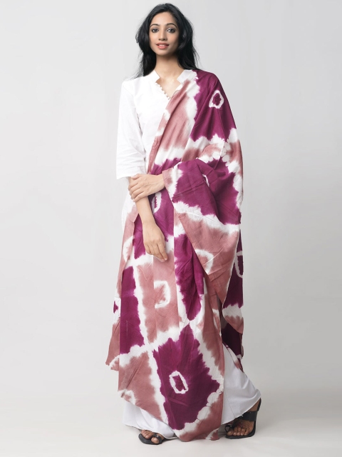 

Unnati Silks Burgundy & Peach-Coloured Dyed Pure Cotton Tie and Dye Dupatta