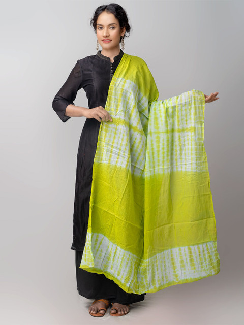 

Unnati Silks Green & White Dyed Pure Cotton Tie and Dye Dupatta
