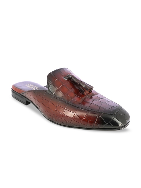 

Alberto Torresi Men Burgundy Printed Leather Loafers