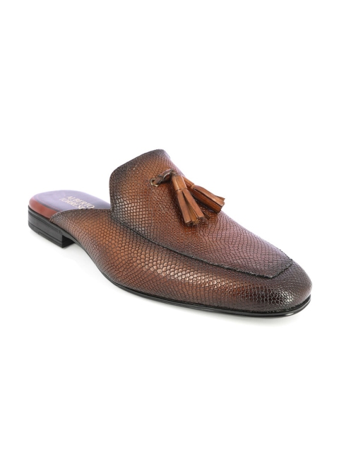 

Alberto Torresi Men Tan Textured Leather Loafers