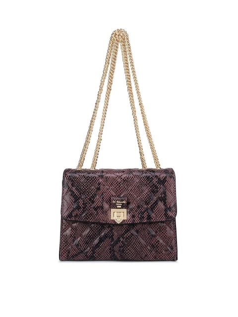 

Da Milano Purple Textured Leather Structured Sling Bag with Quilted