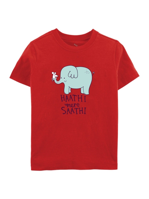 

Zeezeezoo Kids Red Printed Pure Cotton T-shirt