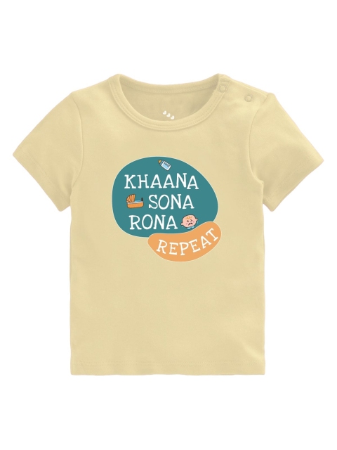

Zeezeezoo Kids Yellow Typography Printed T-shirt