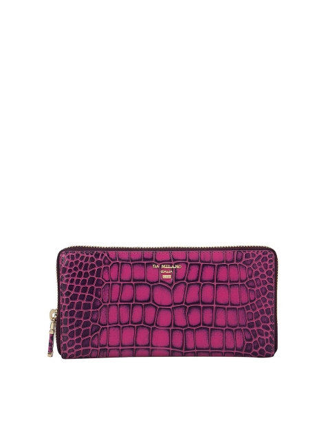 

Da Milano Women Purple Animal Textured Leather Zip Around Wallet