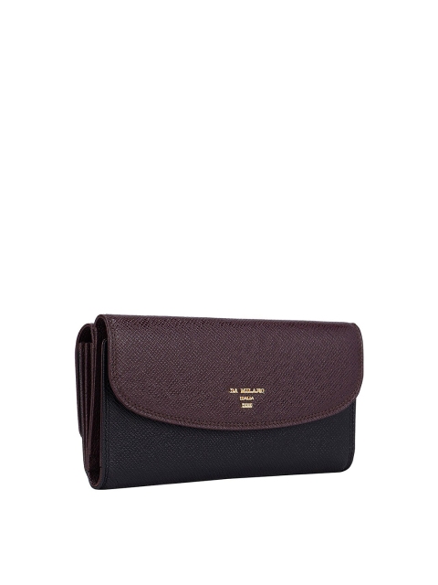 

Da Milano Women Black & Burgundy Textured Leather Two Fold Wallet