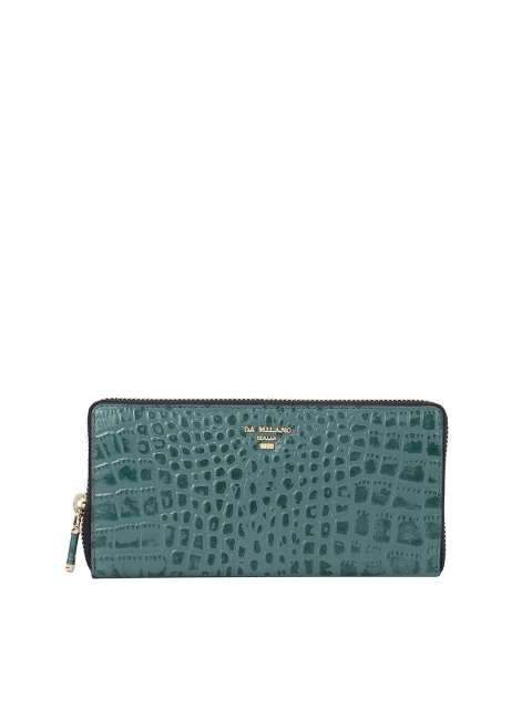 

Da Milano Women Green Textured Leather Zip Around Wallet