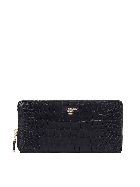 

Da Milano Women Black Textured Leather Zip Around Wallet