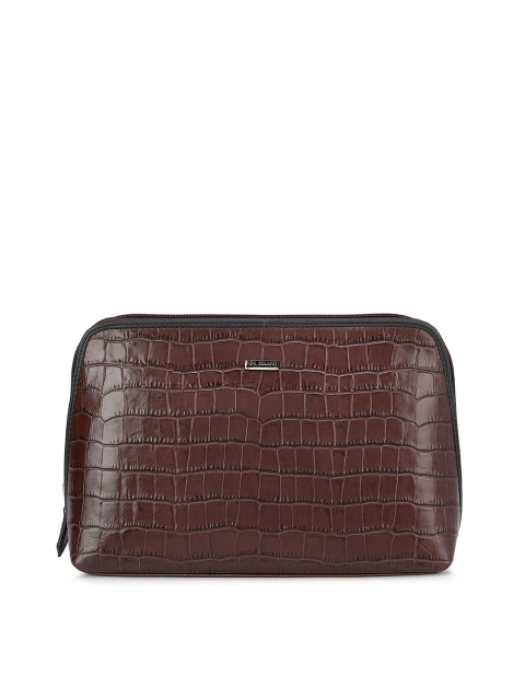 

Da Milano Unisex Brown Textured Leather Travel Pouch