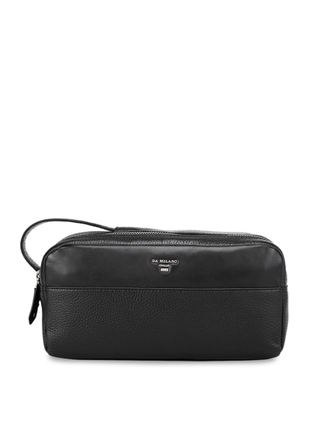 

Da Milano Black Solid Leather Travel Pouch