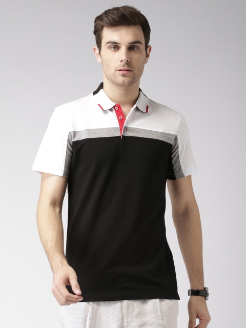 

INVICTUS Men White & Black Colourblocked Polo Collar T-shirt