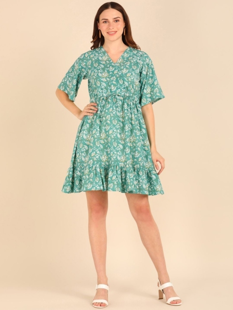 

VEDANA Green Floral Dress