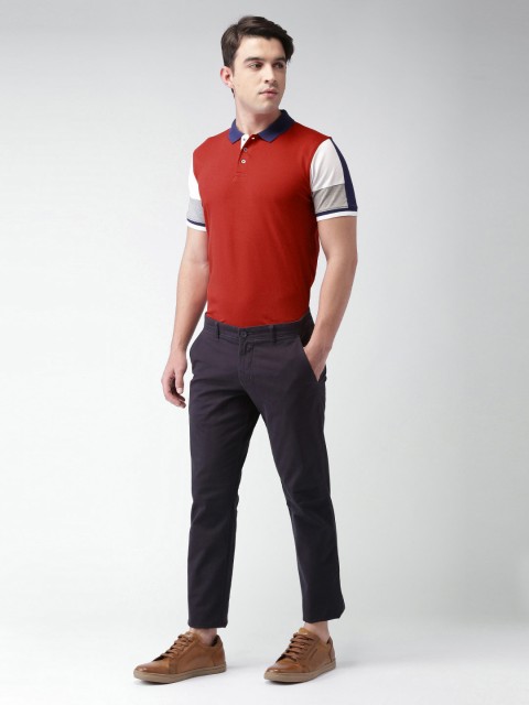 

INVICTUS Men Red Colourblocked Polo T-Shirt