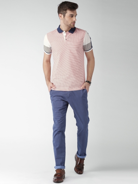 

INVICTUS Men White & Red Striped Polo Collar T-Shirt