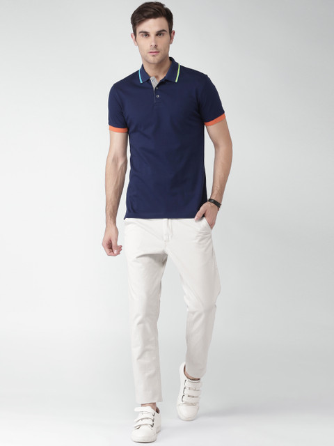 

INVICTUS Men Navy Solid Polo Collar T-shirt, Navy blue