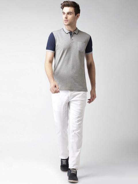 

INVICTUS Men Grey & Navy Polo Collar T-shirt