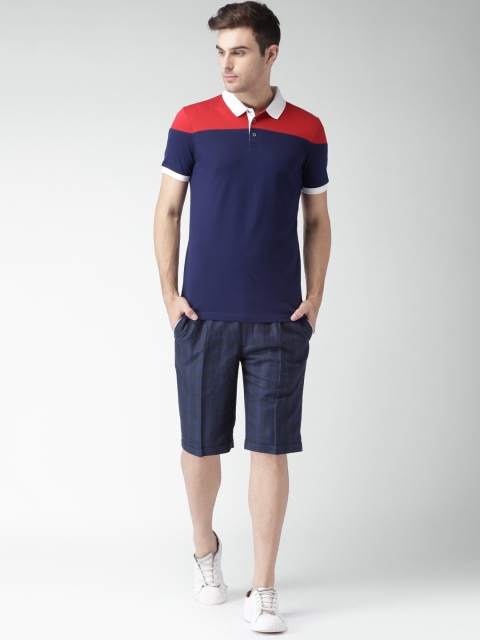 

INVICTUS Men Navy Blue & Red Colourblocked Polo T-Shirt