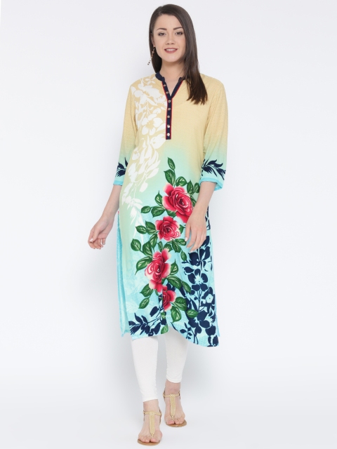 Shree Women Beige Printed Straight Kurta available at myntra for Rs.399