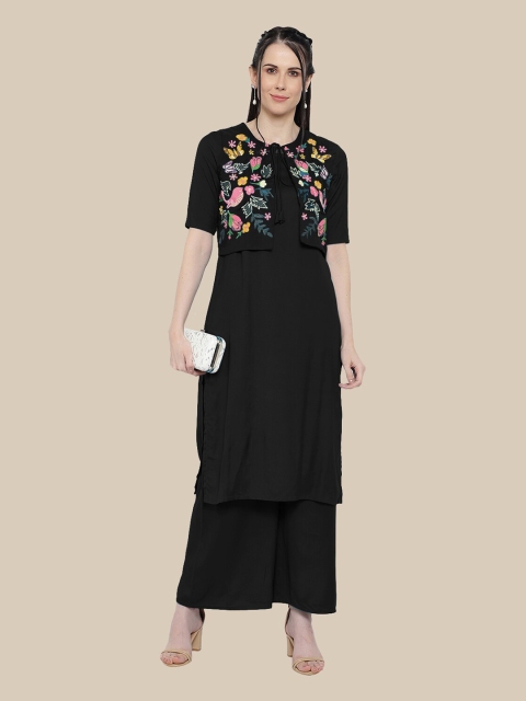 

shashvi Women Black Thread Work Kurta with Palazzos