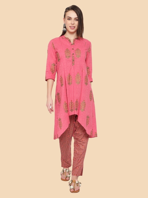 

shashvi Women Peach-Coloured Ethnic Motifs Printed Kurta