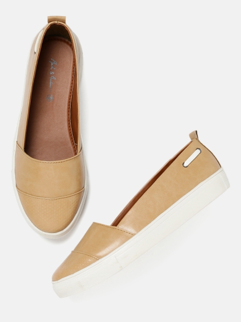 

Mast & Harbour Women Beige Slip-On Sneakers