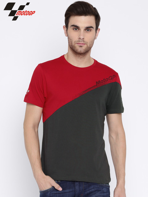 

RDSTR Men Red & Grey MotoGP Colourblocked T-shirt
