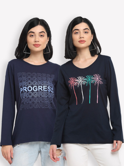 

Kanvin Women Pack Of 2 T-shirts, Navy blue