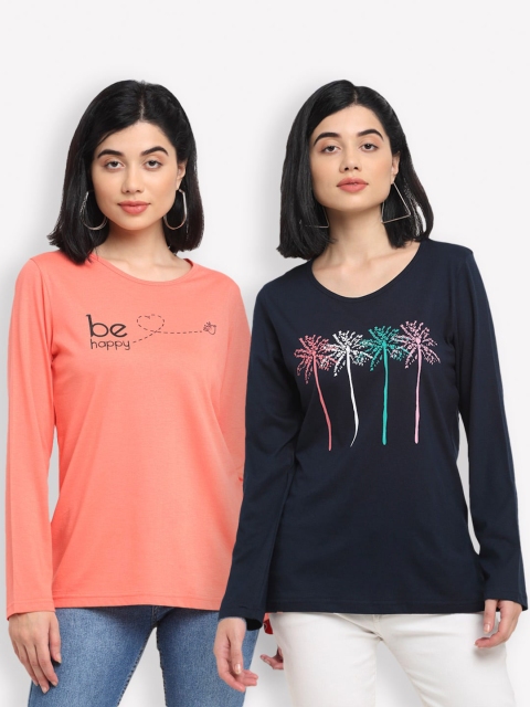 

Kanvin Women Orange & Black 2 Printed T-shirt