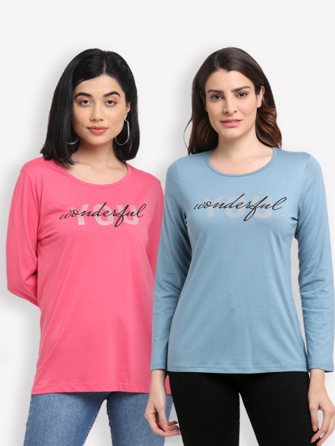 

Kanvin Women Pink Typography 2 Printed T-shirt