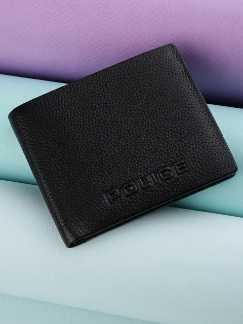 

Police Men Black Textured Leather Two Fold Wallet