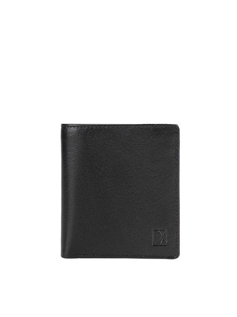 

Da Milano Men Black Textured Leather Two Fold Wallet