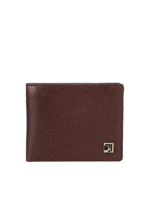 

Da Milano Men Brown Textured Leather Two Fold Wallet