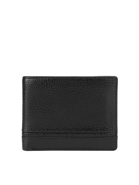 

Da Milano Men Black Textured Leather Two Fold Wallet