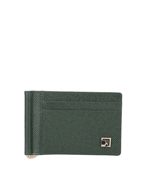 

Da Milano Men Olive Green Textured Leather Money Clip