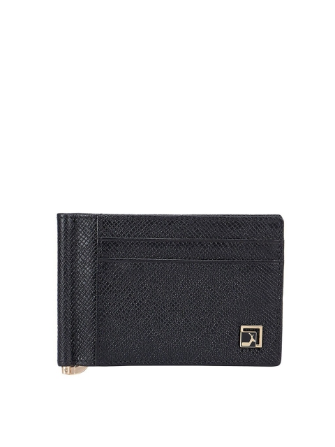 

Da Milano Men Black Textured Leather Two Fold Wallet