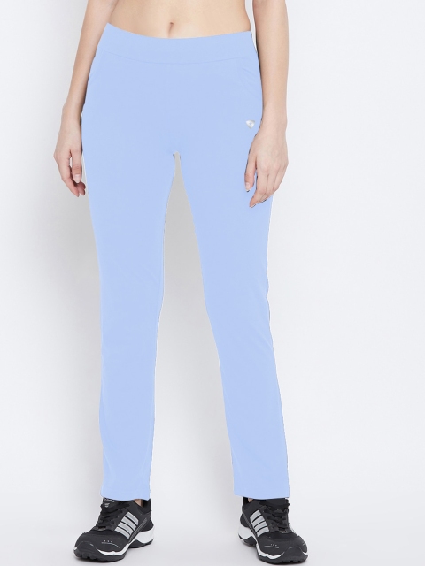 

FRENCH FLEXIOUS Women Sky Blue Solid Straight Fit Track Pants
