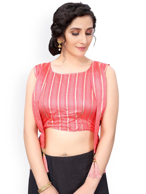 

Nimayaa Women Peach-Coloured & Gold-Coloured Printed Readymade Padded Saree Blouse