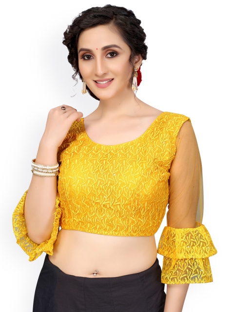 

Nimayaa Women Yellow Embroidered Saree Blouse