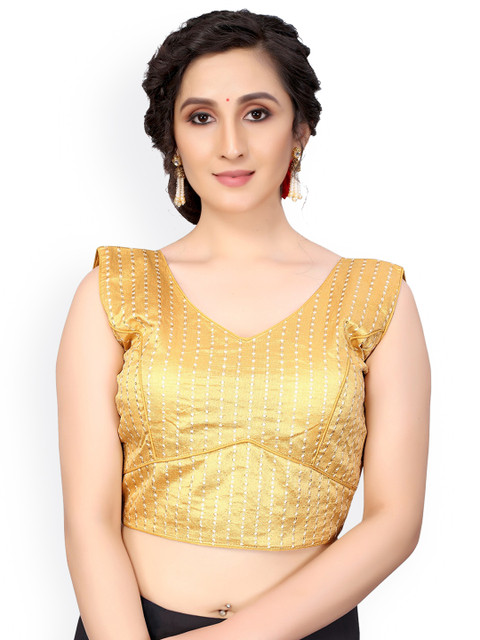 

Nimayaa Golden Embroidered Saree Blouse, Gold