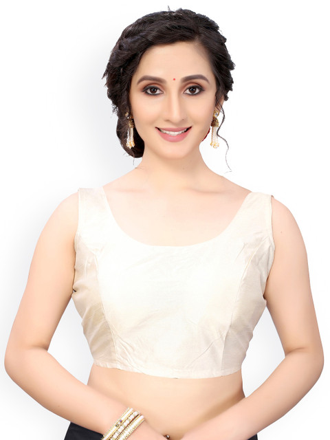 

Nimayaa Off White Solid Readymade Saree Blouse